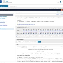 How to Access EU Harmonized Standards List for Medical Based Directives (Non-HTML)