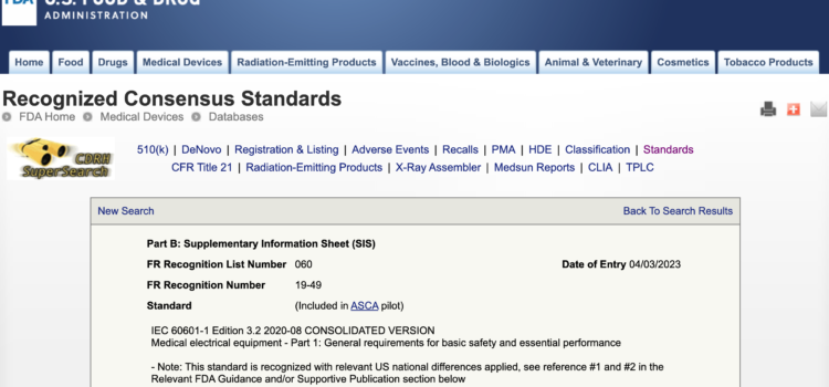 FDA Recognizes IEC 60601-1 Edition 3.2