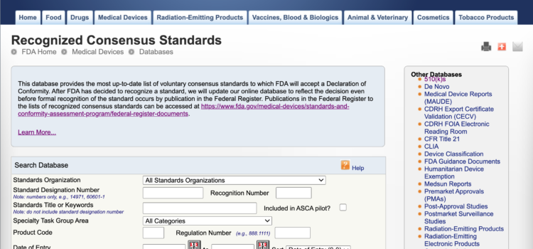 FDA Finally Adds to Fall 2020 Recognized Consensus Standards db for Cycle Update